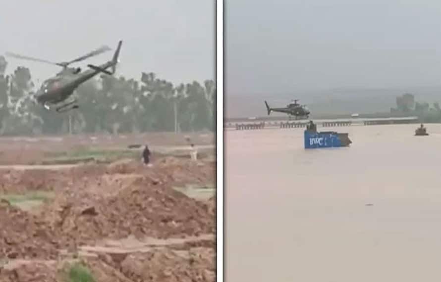 راولپنڈی، پاک فوج نے سیلاب میں پھنسے خاندان کو ہیلی کاپٹر سے ریسکیو کرلیا