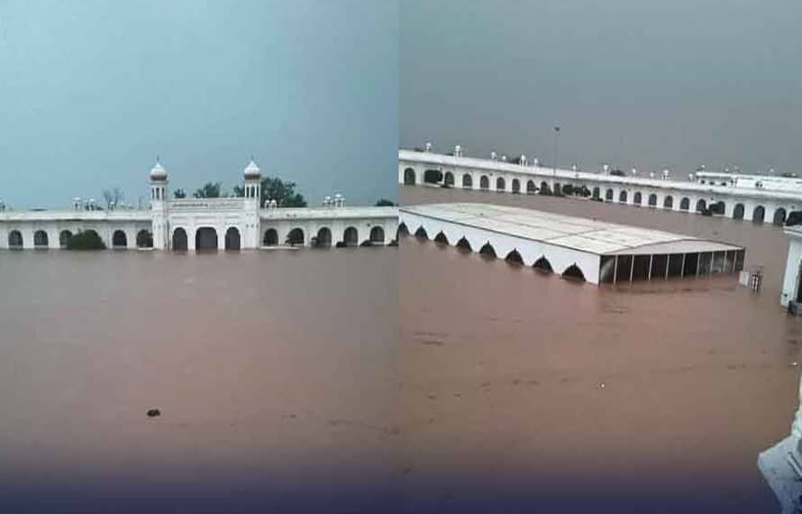 کرتارپور کے قریب دریائےراوی کا حفاظتی بند ٹوٹنے سے پانی گردوارے میں داخل