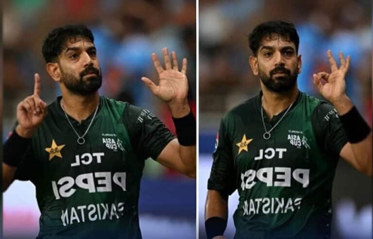 حارث رؤف کا بھارتی شائقین کو 0-6 کا نشان دکھانے کا اشارہ سوشل میڈیا پر ٹاپ ٹرینڈ بن گیا