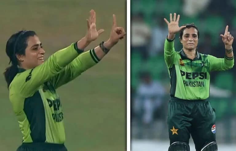 سنچری کے بعد سدرہ امین کا ’6‘ کا اشارہ، بھارت میں واویلا مچ گیا