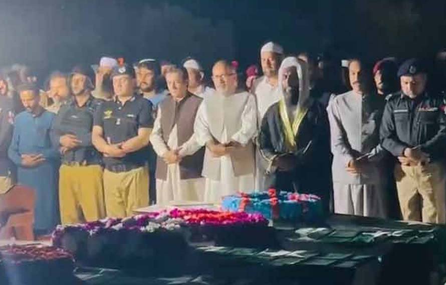 کوہاٹ میں پولیس لائن حملے کے شہدا کی نماز جنازہ ادا